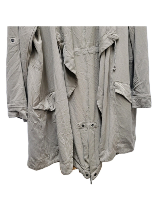 Torrid Women Open Front Olive Roll-Tab Slit-Back Hoodie 100% Rayon Jacket Size 2 - Picture 7 of 10